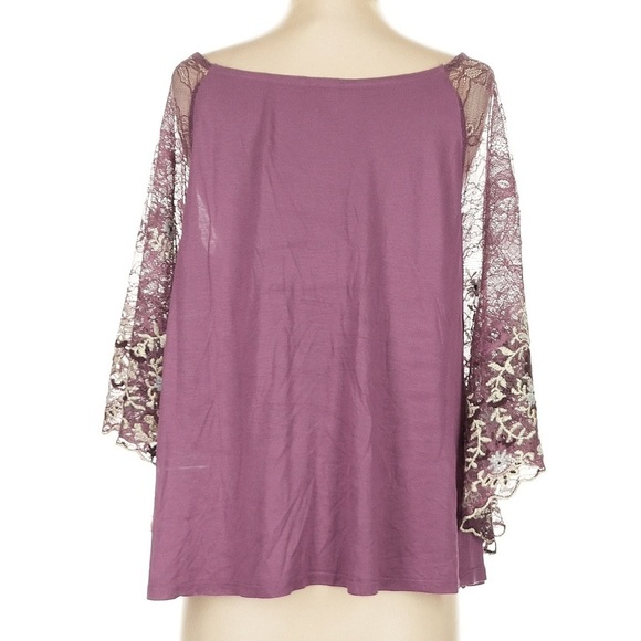 Purple Embellished Blouse with 3/4 Bell Sleeves - Picture 2 of 4
